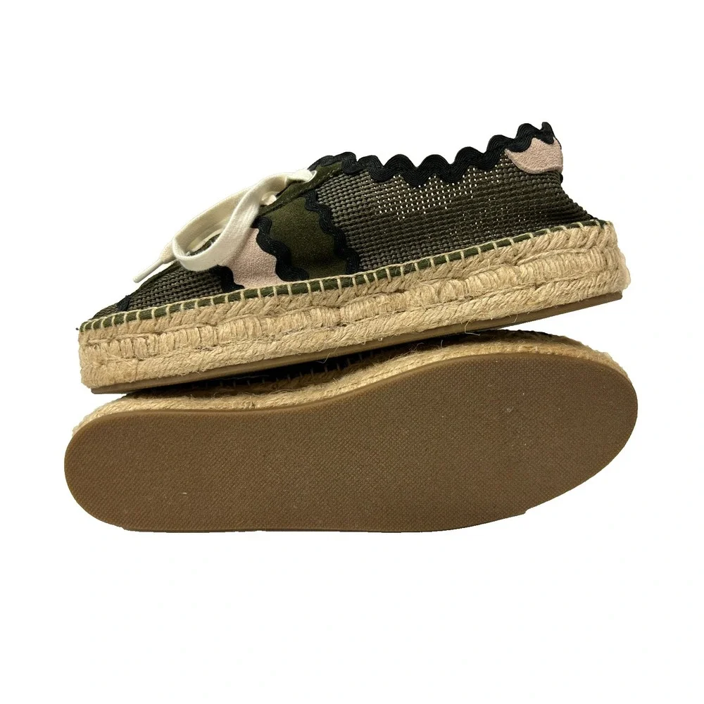 Bernardo for Anthropologie Vale Espadrille Sneaker Green Mix Media Low Top 8.5